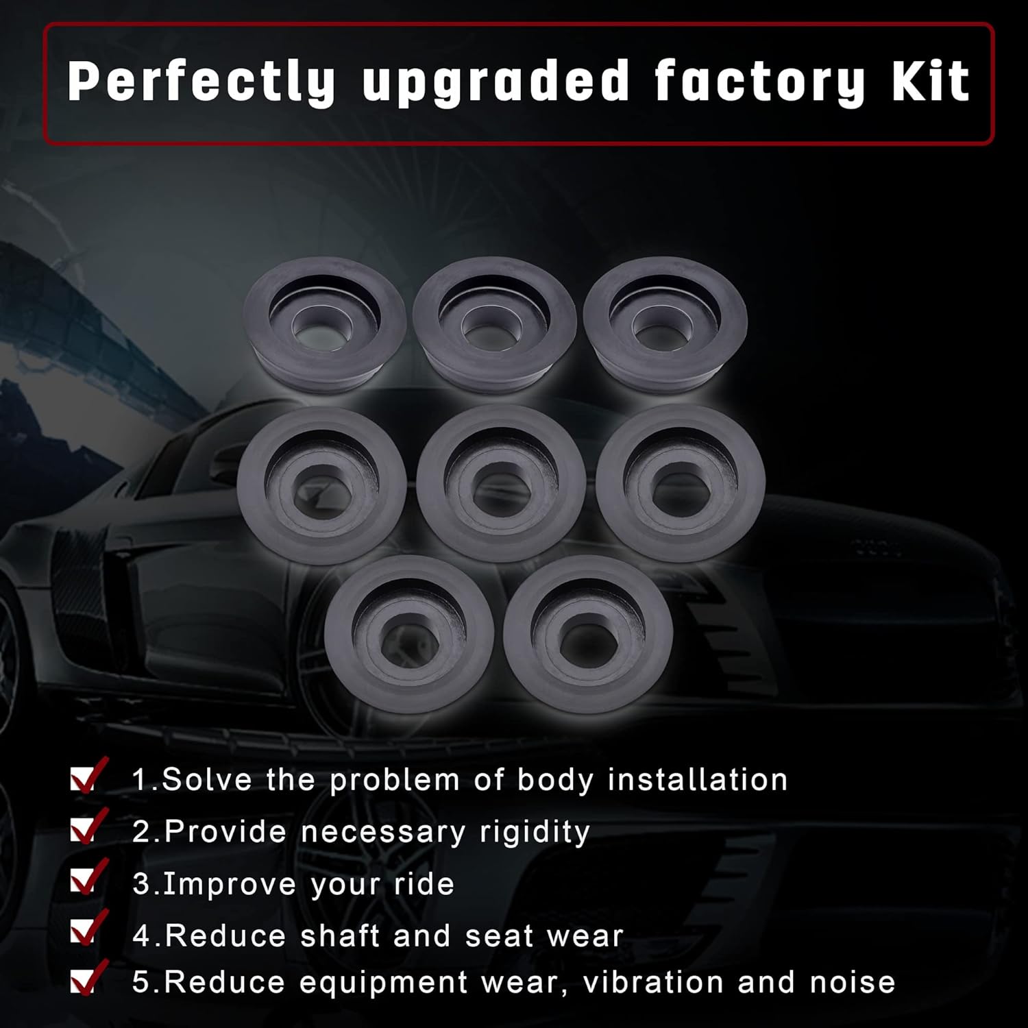 Richeer KF04060BK 2008-2016 F250 F350 Super Duty 2WD 4WD Body Mount Bushing Kit Polyurethane Body Cab Mounts 18pcs Pack of 2