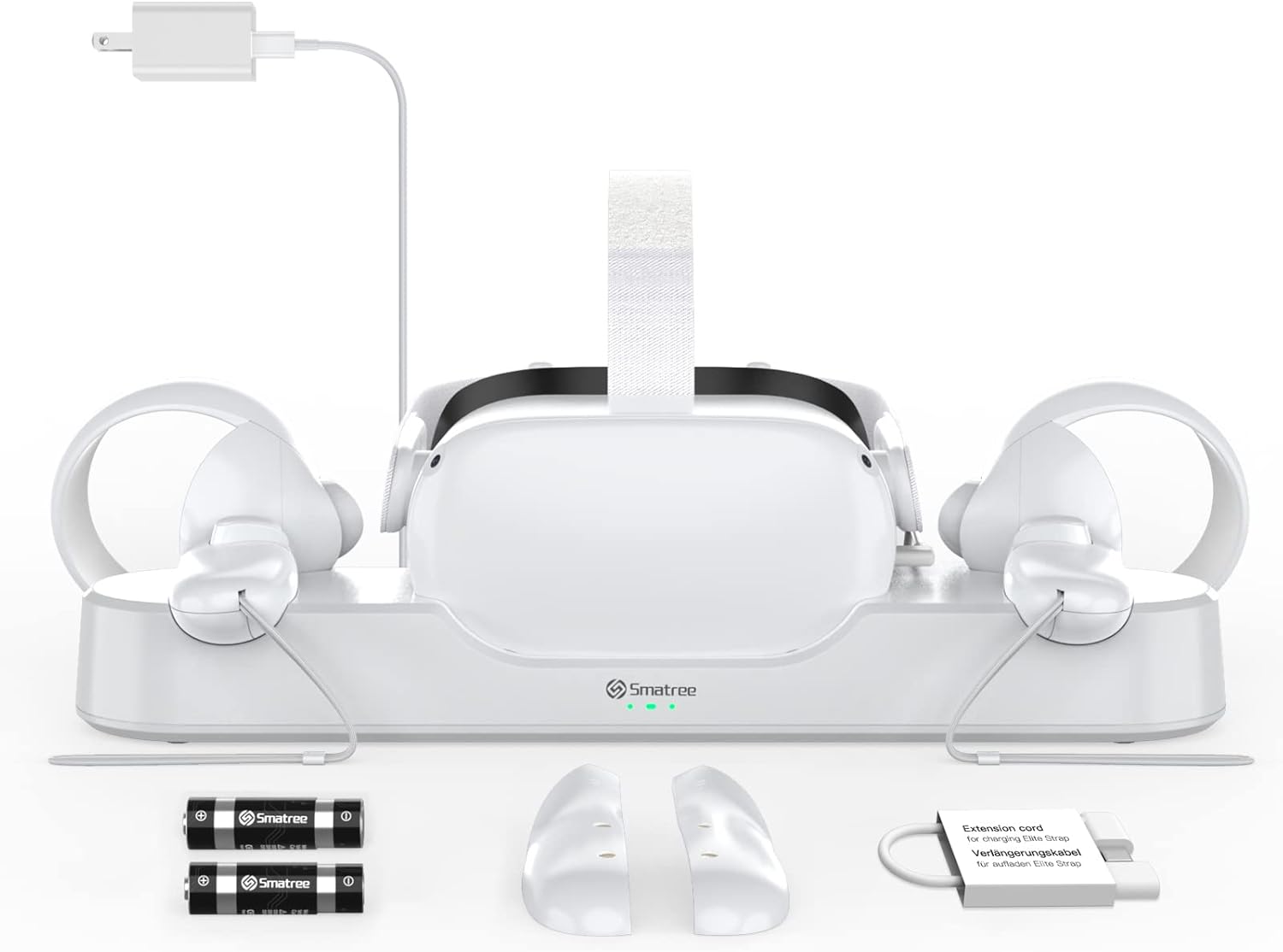 Smatree Oculus Quest 2 Charging Dock for Oculus Quest 2/Meta Quest 2, VR Controller and Headset Charge Simultaneously, [Updated Fit for Elite Strap with Battery] (with 2 Rechargeable Batteries)