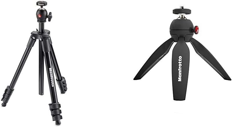 Manfrotto Compact Light Aluminum 4-Section Tripod Kit with Ball Head, Black (MKCOMPACTLT-BK) Pack of 2
