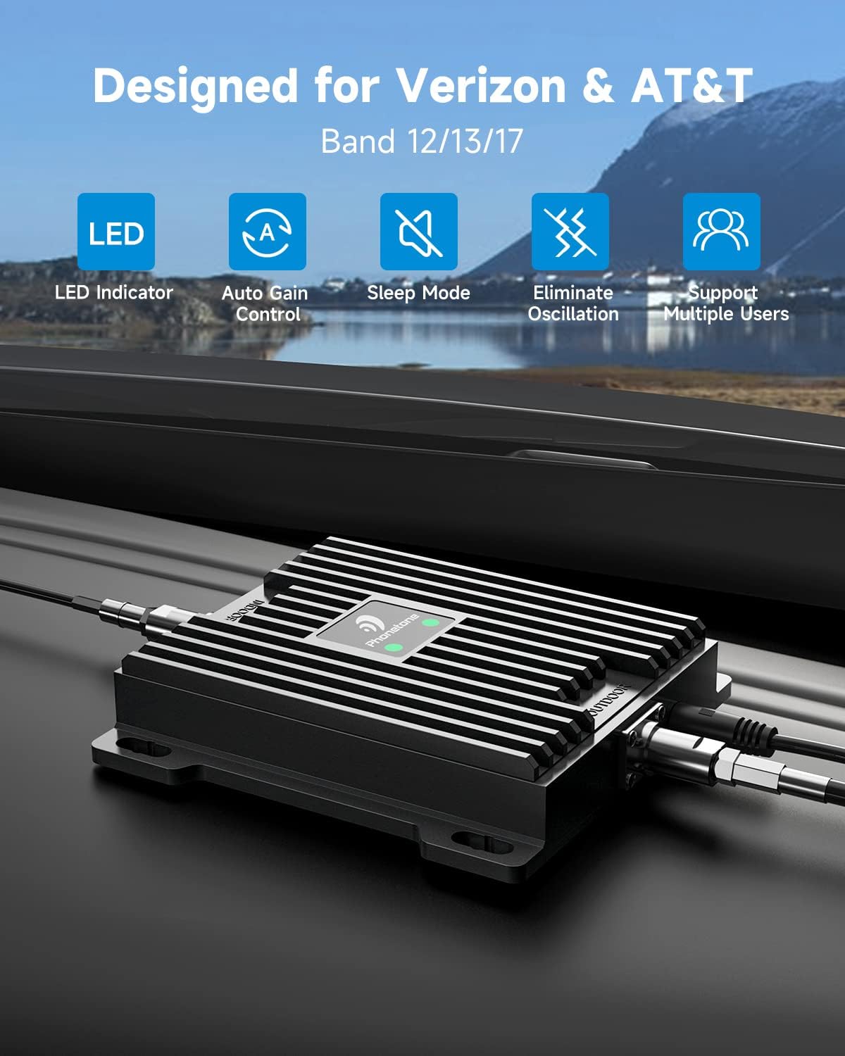 Cell Phone Signal Booster for Cars and SUVs Boosts 5G 4G LTE for Verizon AT&T | Band 12/13/17 Data & Volte | FCC Approved (2ALZEL65AV)