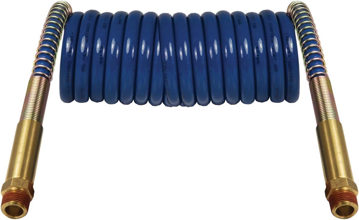 Tectran VORTECX 12' Blue Truck Air Brake Hose Coils | Extreme Cold Weather Rated | Brass Handles | 12