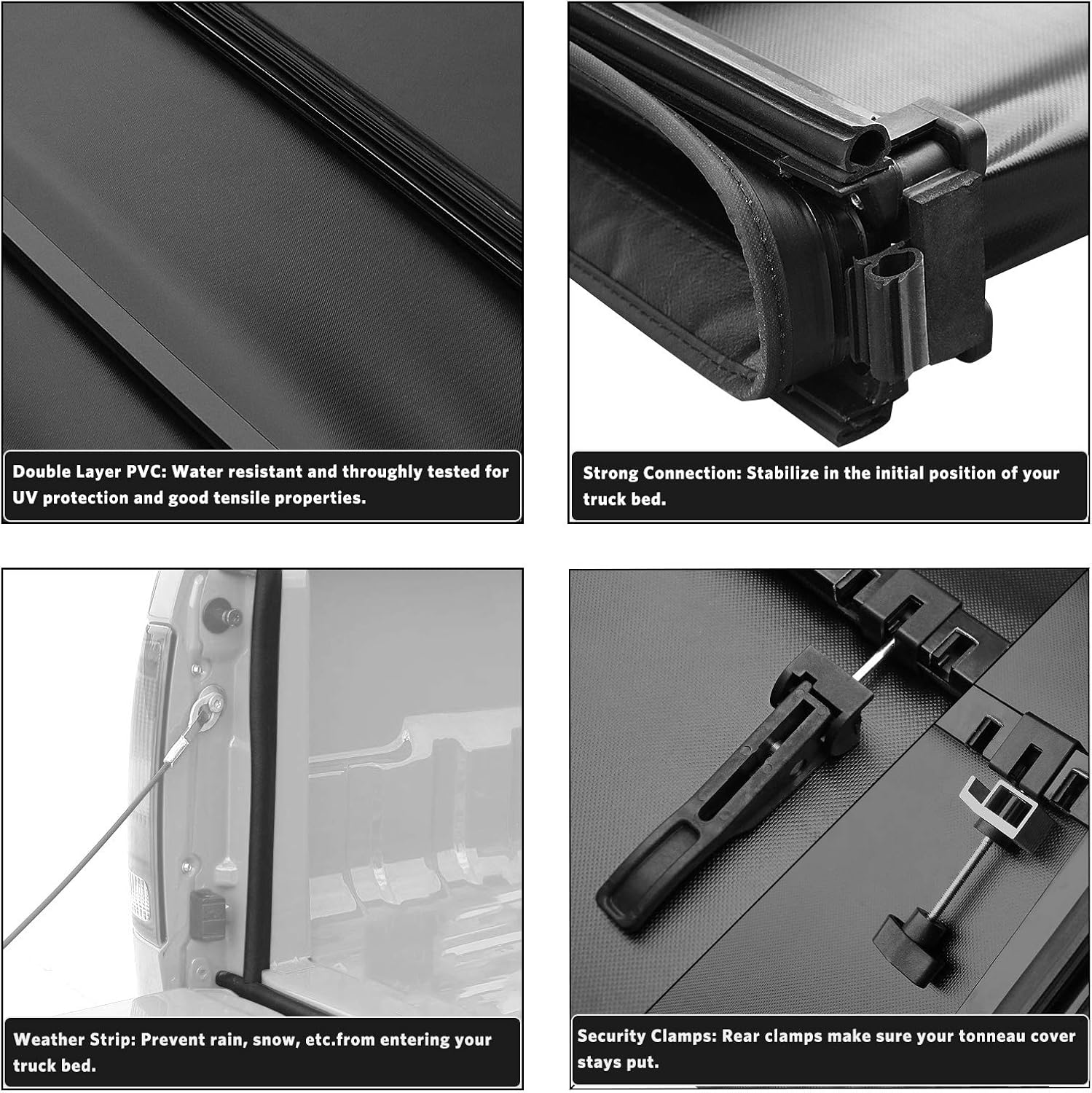 oEdRo Soft Quad Fold Truck Bed Tonneau Cover Compatible with 2014-2021 Toyota Tundra (Excl.Trail) 5.5 ft Bed, Fleetside with Deck Rail System