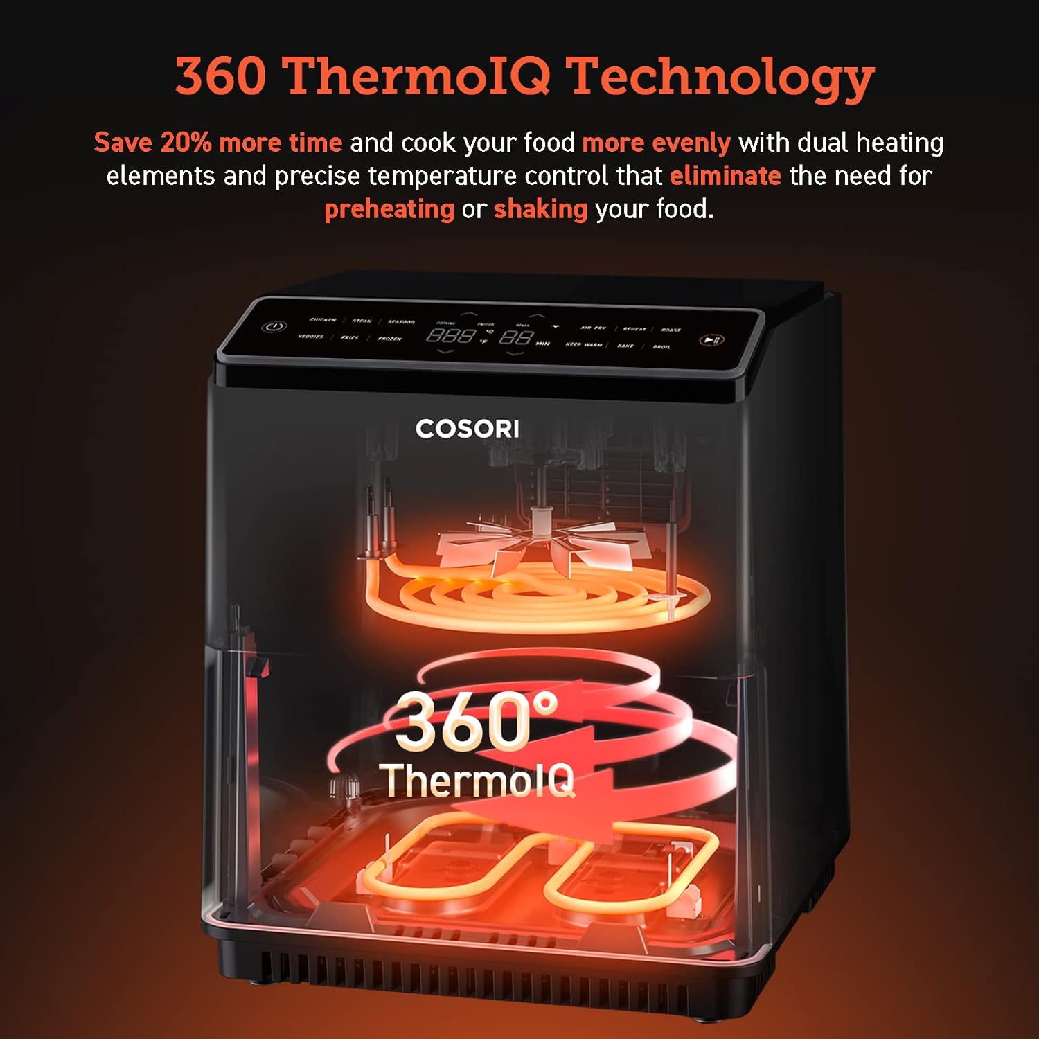 COSORI Air Fryer 6.8Qt, Dual Blaze with 360 ThermoIQ Tech - Using Upper and Lower Heating Elements for Precise Temperature Control and Even Cooking Results, No More Shaking & Preheating, Time-Saving