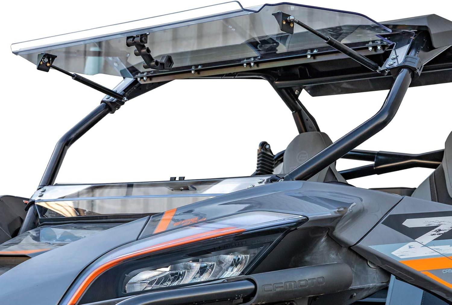 SuperATV Scratch Resistant 3-in-1 Flip Windshield for 2020+ CF Moto ZForce 950 | 1/4” Polycarbonate 250x Stronger Than Glass | USA Made | Open, Vented, or Closed