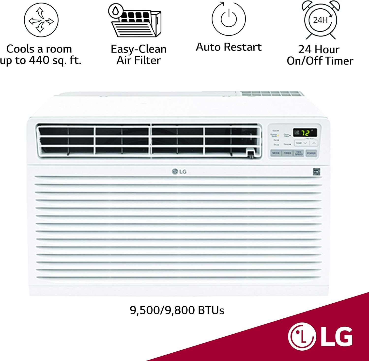LG LT1036CER 10,000 BTU 230V Remote Control Through-the-Wall Air Conditioner, White