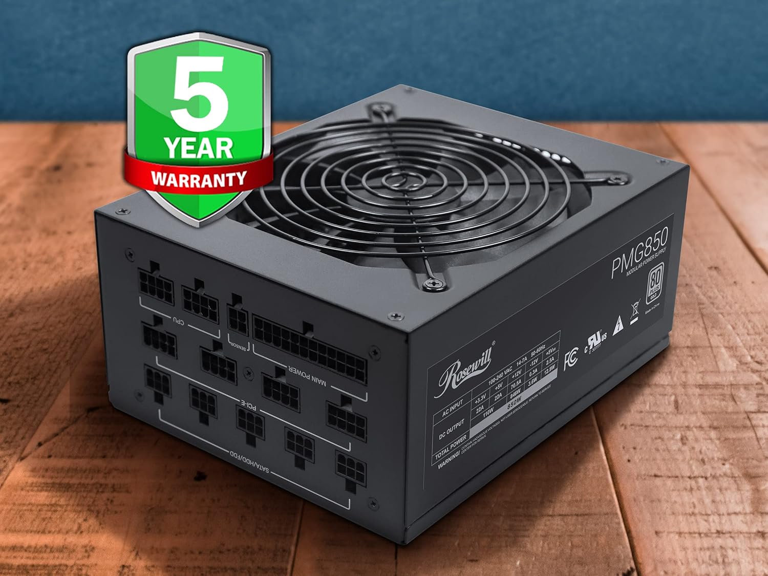 Rosewill PMG850 80 Plus Gold Certified 850W Fully Modular Power Supply | ATX, 12V v2.3, EPS 12V v2.92 | 135mm Quiet Fan | 5 Year Warranty