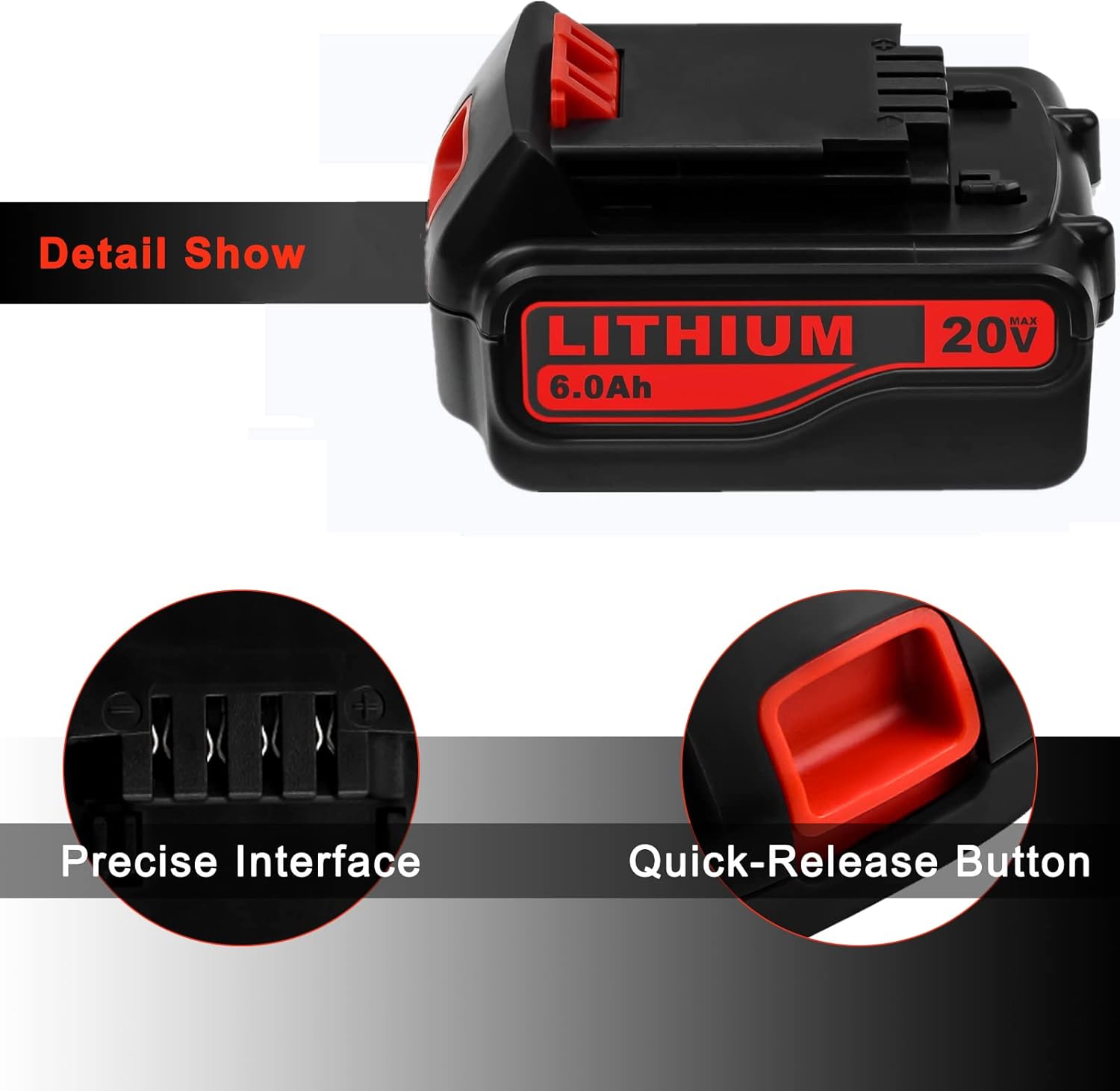 2 Pack 6.0Ah LBXR20 Battery Replacement for Black and Decker 20V Battery Max Lithium Ion LB20 LBX20 LST220 LBXR2020-OPE LBXR20B-2 LB2X4020 LB2X4020-2 Cordless Tool Battery Pack of 2