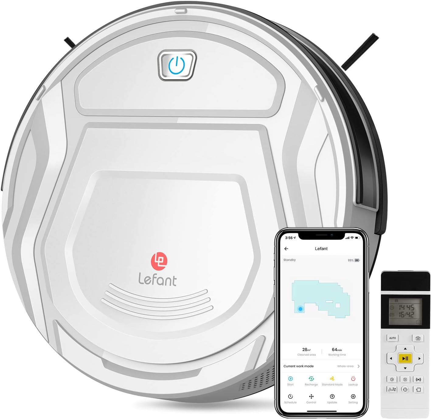 Lefant M210 Robot Vacuum Cleaner, 1800Pa Strong Suction,Slim, Quiet, Automatic Self-Charging Robotic Vacuum, Wi-Fi/App/Alexa/Remote Control,Ideal for Pet Hair Hard Floor and Low Pile Carpet