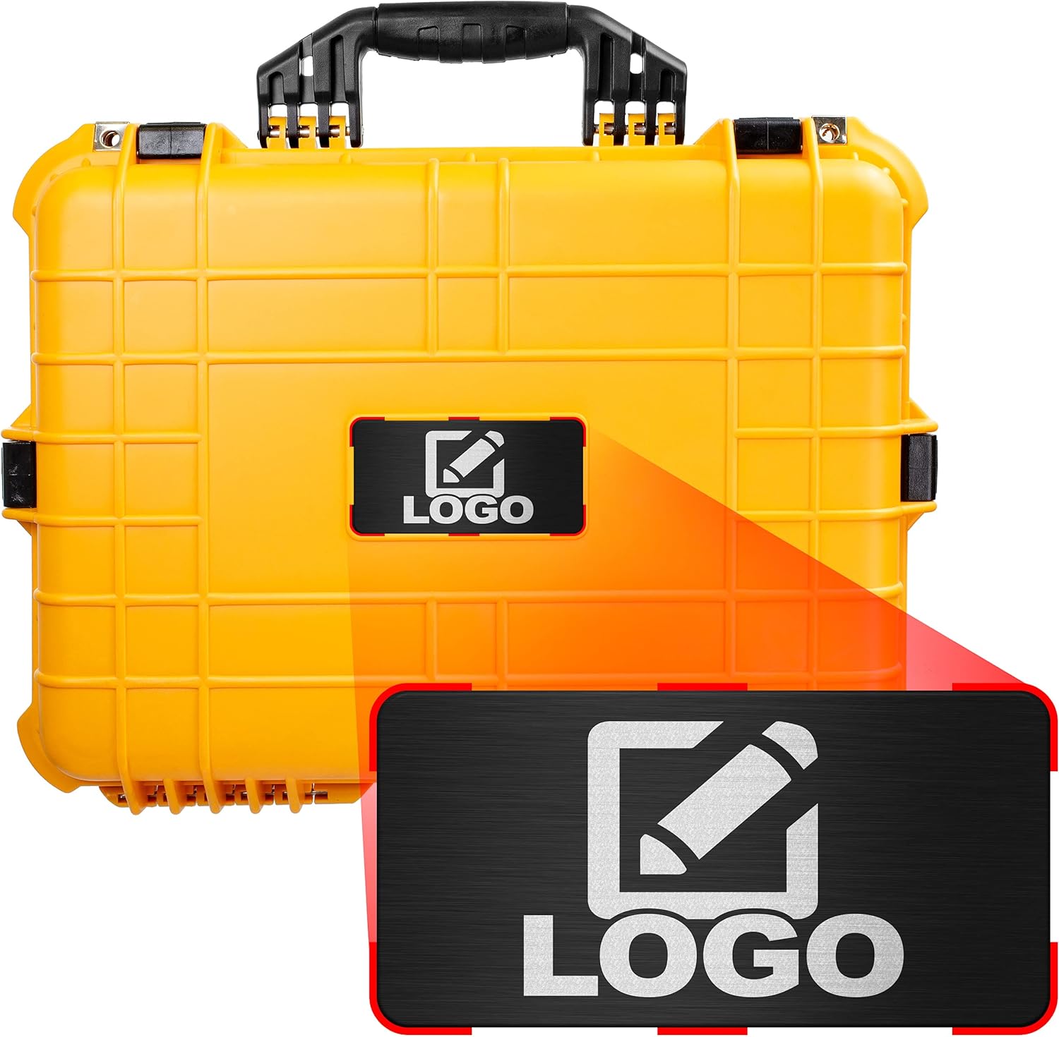 Eylar Large 20 Inch Protective Camera Case with Custom Logo Plate, Waterproof and Shockproof with Foam (White)