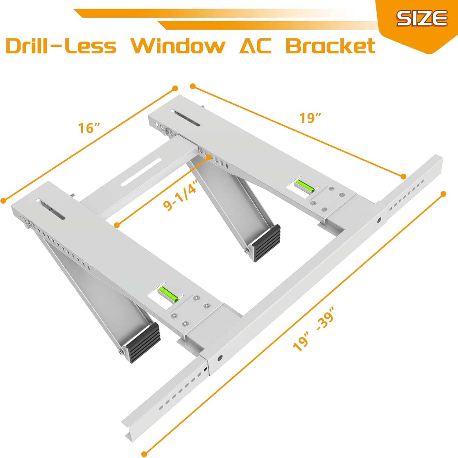 Powrocket Drill-Less Window Air Conditioner Bracket, Easy to Install Window AC Mounting Support Bracket,Heavy Duty Construction,Up to 200lbs Pack of 2