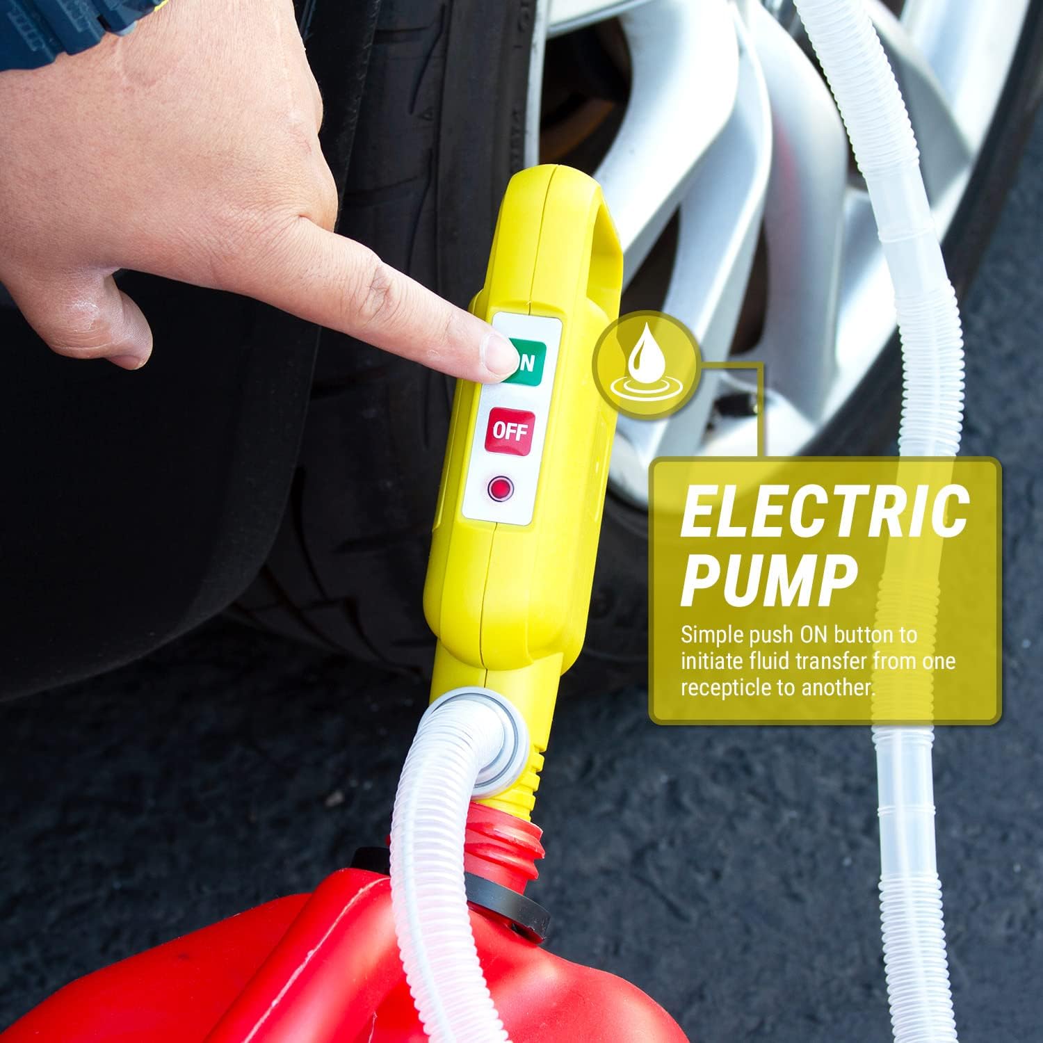 TERA PUMP Multi-Purpose Transfer Pump - Auto-stop Sensor - 2x Powerful Motor - 2.6 Gal/Min, 2 x D Batteries (Not Included), Portable Gas Pump w/ 4.1ft Discharge Hose Pack of 2