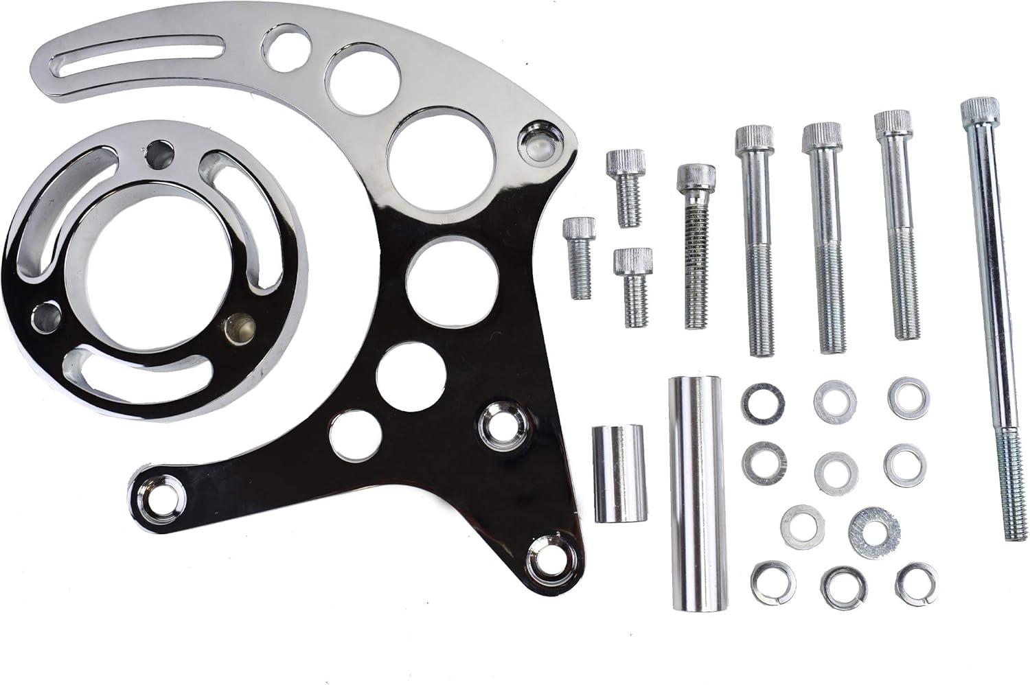 A-Team Performance - Long Water Pump Alternator Bracket - Compatible with Chevrolet SBC Small Block Chevy V8, GEN. I, Chrome Pack of 2