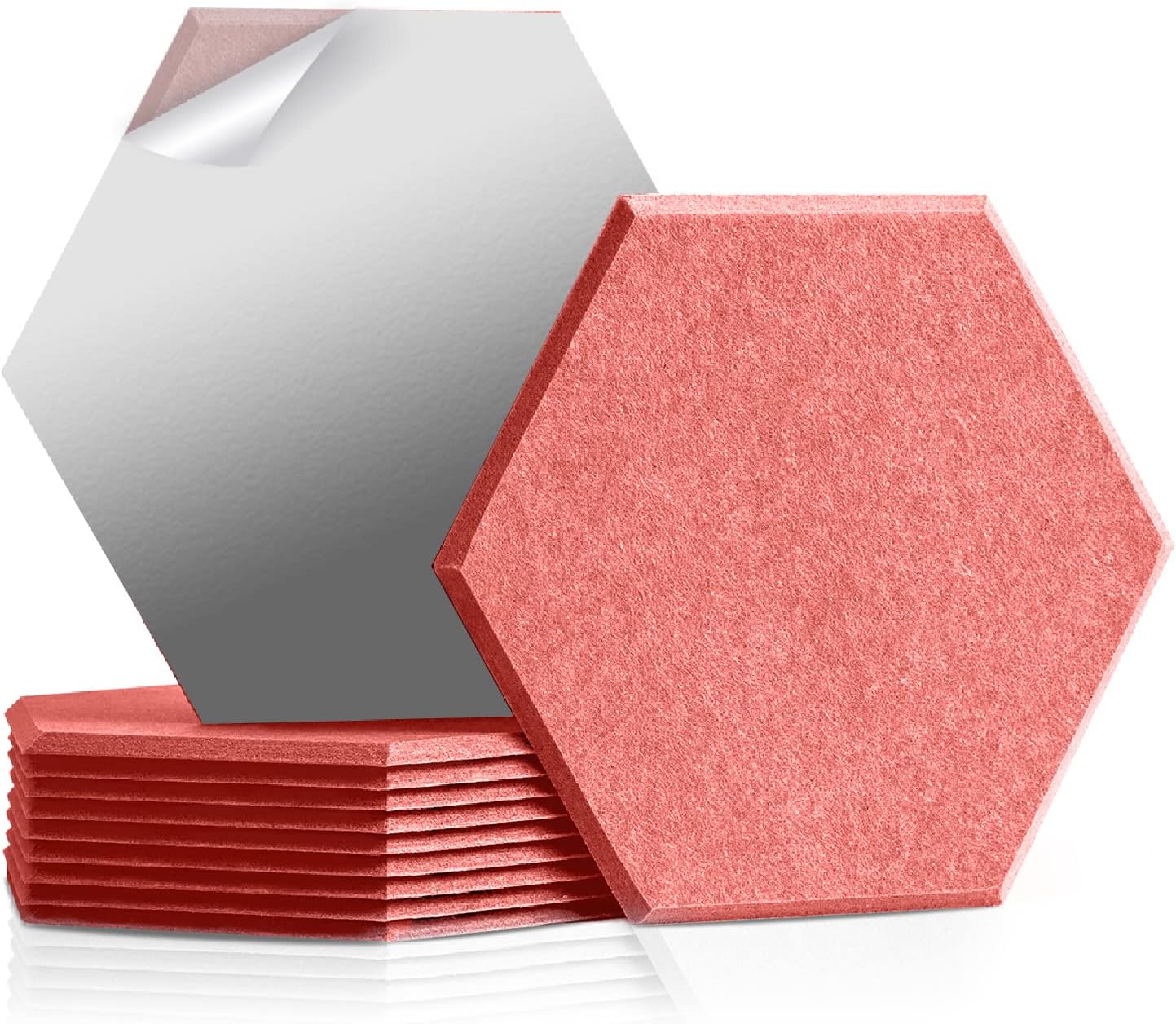 LINKCHANCE Self Adhesive Hexagon Acoustic Panels 14 X13 X0.4 inch 12 Pieces - High Density Sound Absorbing Wall Panel - Noise Dampening Sticker - Polyester Fibreboard - Soundproof Padding (Black) Pack of 2