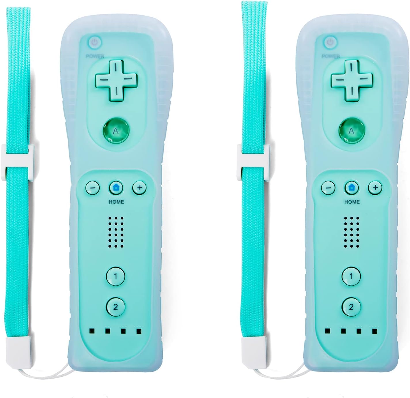 Wii Controller, Soanufa Wii Controller 4 Pack, Wii Remote Controller Band Silicone Case and Wrist Strap, Compatible with Wii and Wii U Game Console (White+Black+Deep Blue+Red) Pack of 2