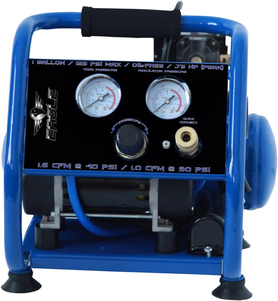 Eagle EA-2000 Silent Series 2000 Air Compressor 125 psi MAX psi Hot Dog with panel, Blue, 1 gallon
