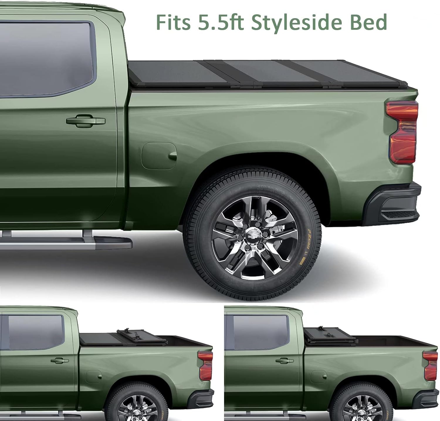 Dera Auto Hard Tri-Fold Truck Bed Cover Fits 2015-2022 F150, Styleside 5.5ft/67.1in Bed Tonneau Cover