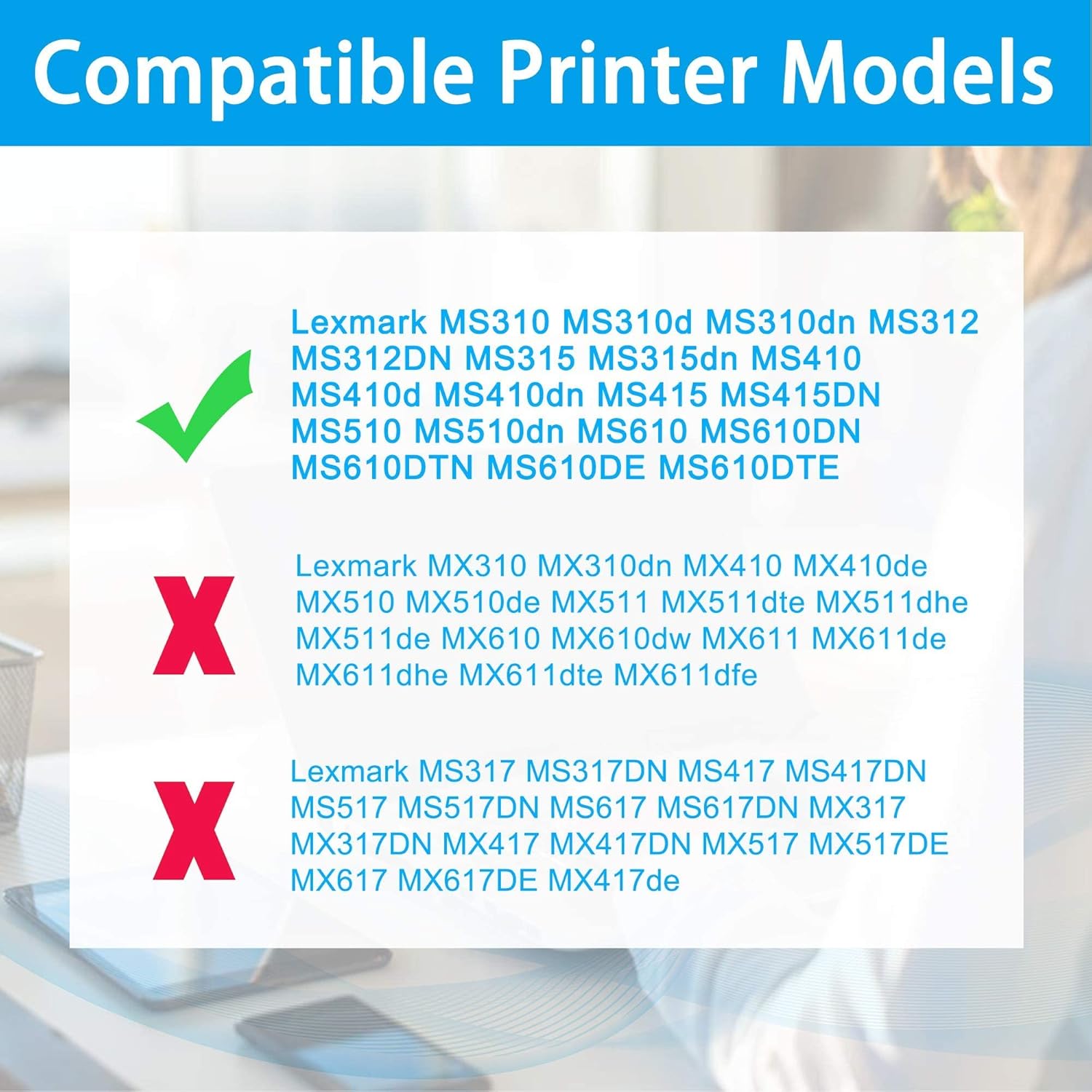 LCL Compatible Toner Cartridge Replacement for Lexmark 50F1H00 50F1000 501H 50F0HA0 500HA MS312 MS312DN MS315 MS315dn MS310 MS310d MS310dn MS410d MS410dn MS415 MS415DN MS510dn MS610DN (1-Pack Black) Pack of 2