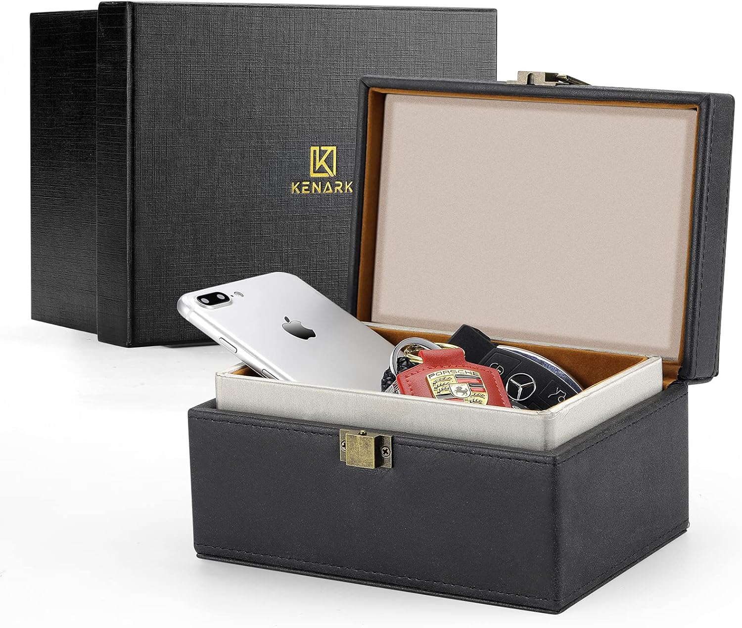 KENARK KK6 Plus-BK Faraday Box, Faraday Key Fob Protecting Box, Car Key Shielding Box, Car Key Signal Blocker, EMP Protection Box, Anti-Theft Car Key Box, RFID Blocking Box (Black) Pack of 2