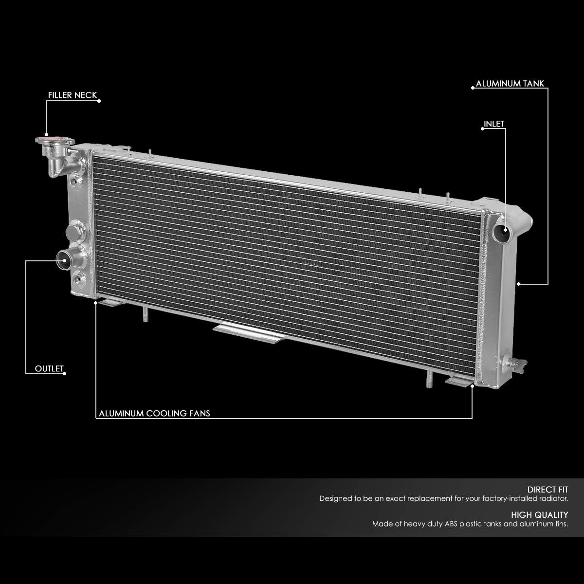 Full Aluminum 3-Row Racing Radiator Compatible with Jeep Cherokee Comanche 2.5L 4.0L 1991-2001