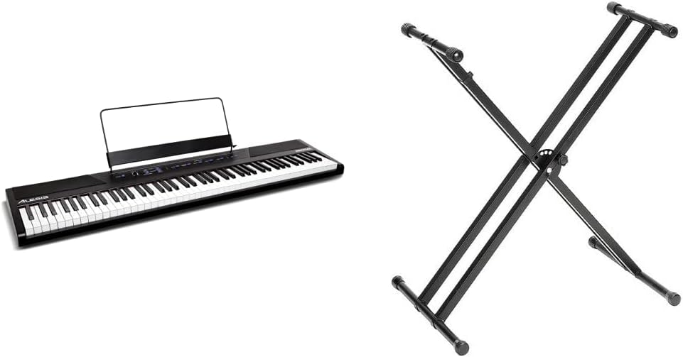 Alesis Recital – 88 Key Digital Piano Keyboard with Semi Weighted Keys, 2x20W Speakers, 5 Voices, Split, Layer and Lesson Mode, FX and Piano Lessons