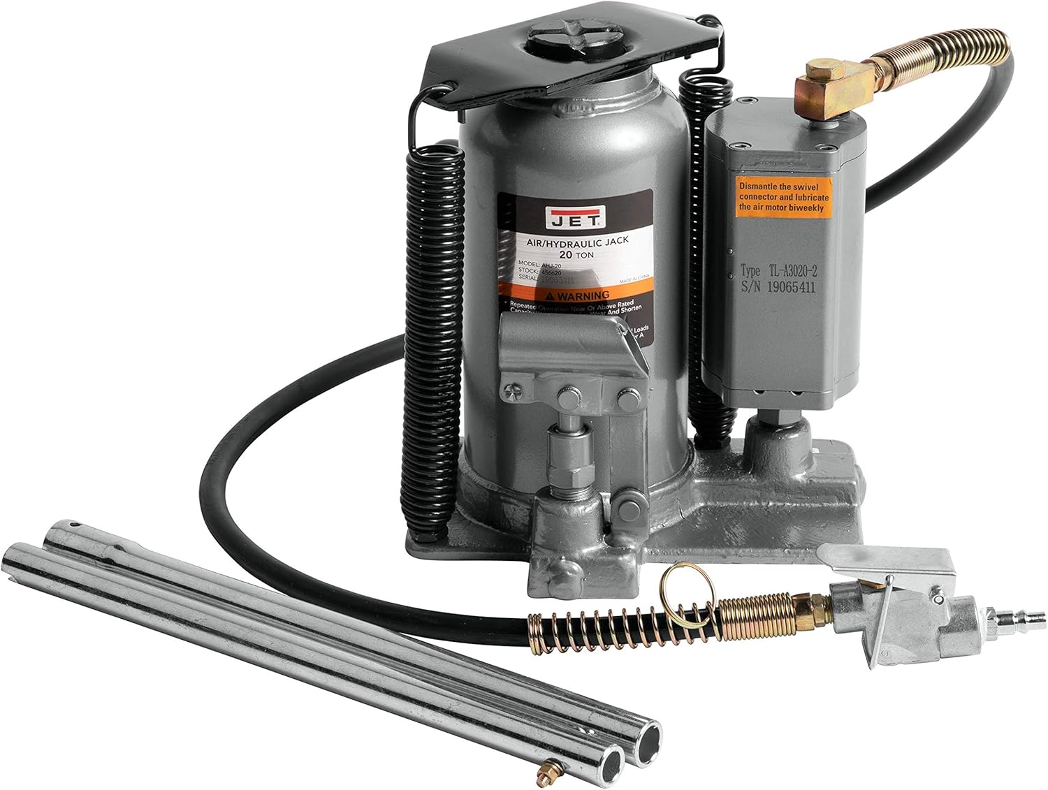 Jet Tools - AHJ-20, 20 Ton Air/Hydraulic Bottle Jack (456620)
