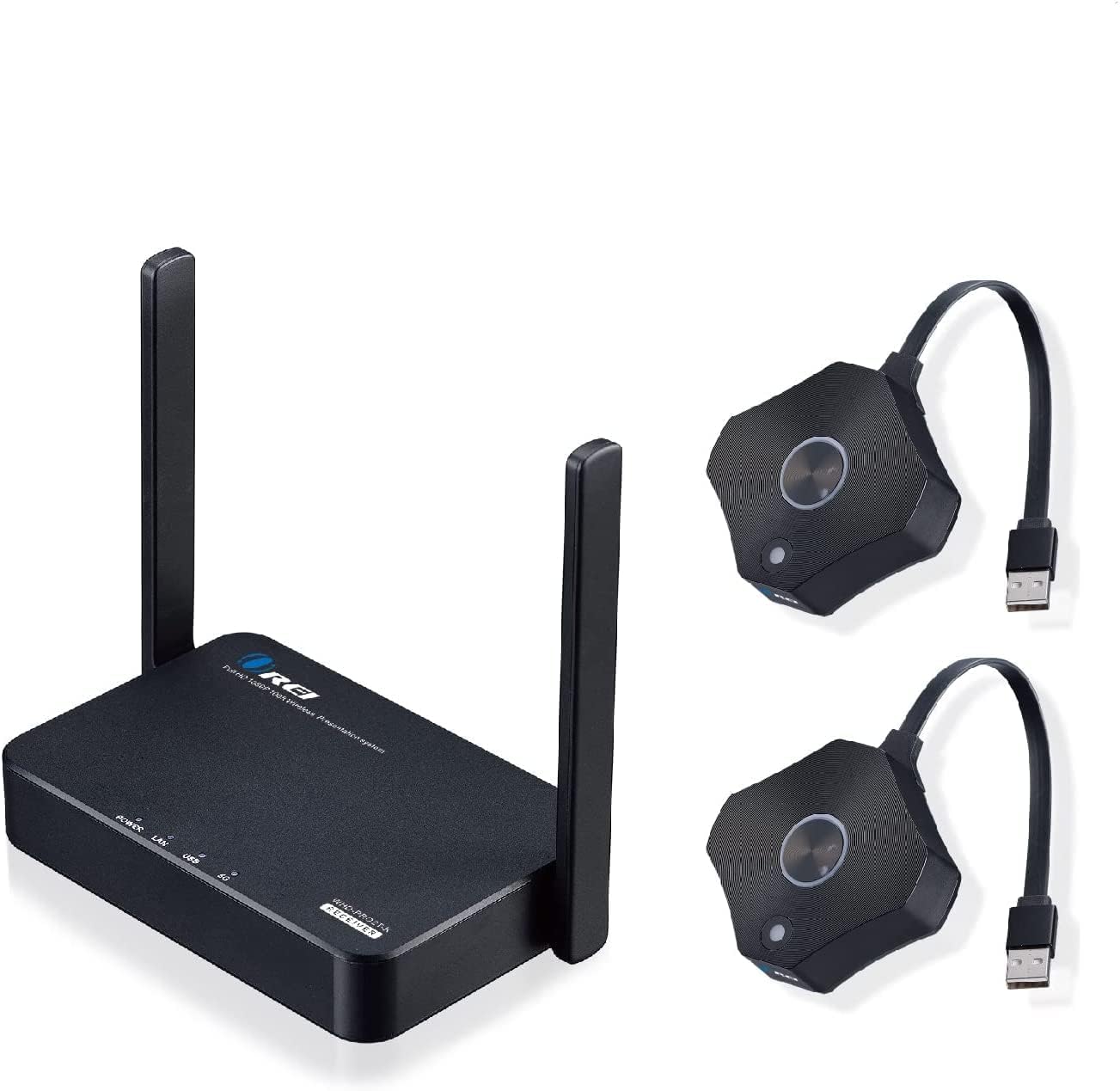 Orei Wireless 2x1 1080P HDMI Transmitter and Receiver Dongle Kit up to 100ft - Perfect for Transmission from Laptop, PC, Presentation, Switching, Power Point