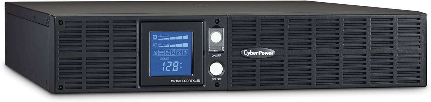 CyberPower OR1500LCDRT2U Smart App LCD UPS System, 1500VA/900W, 8 Outlets, AVR, 2U Rack/Tower