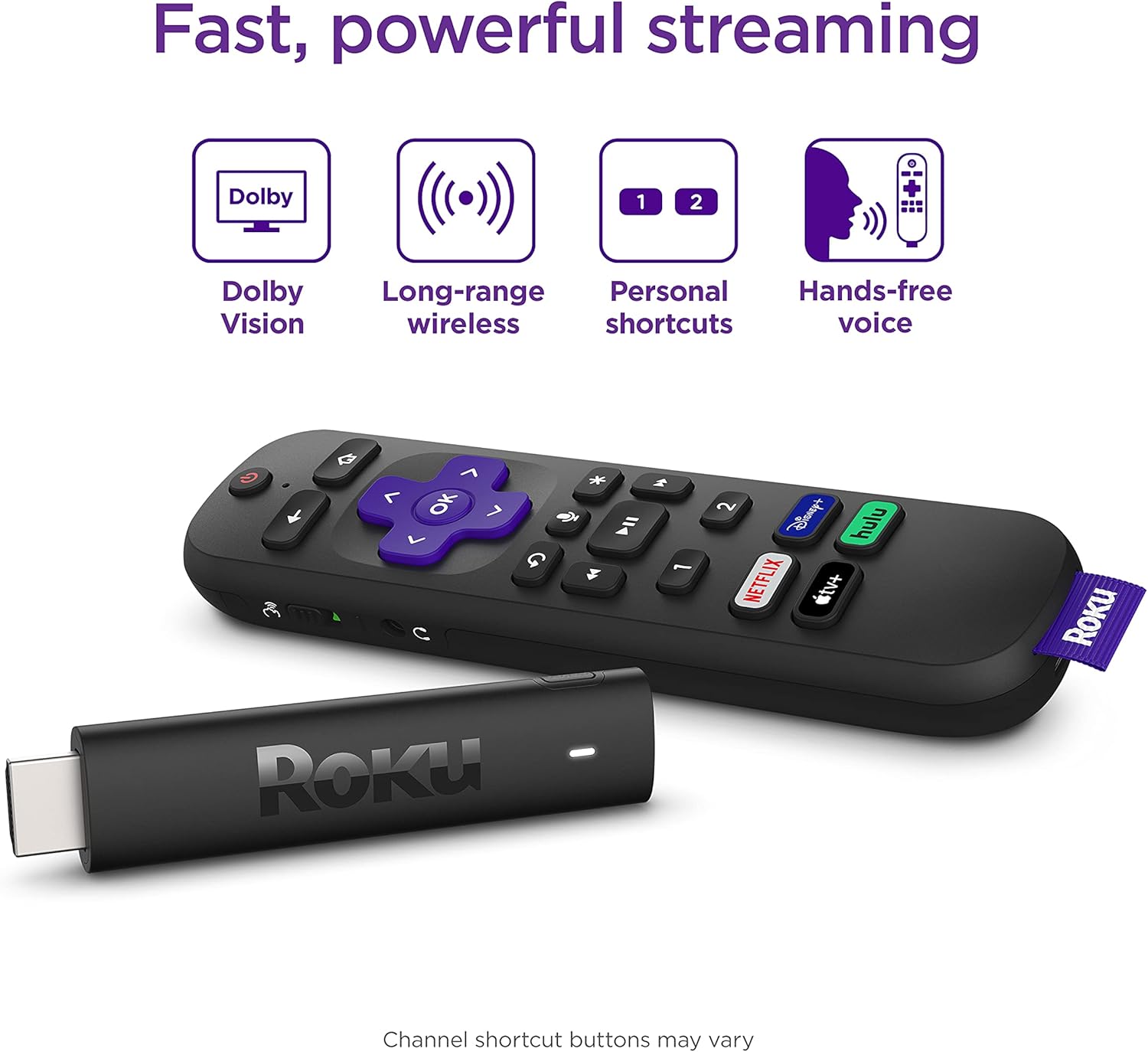 Roku Streaming Stick 4K+ (2021) Streaming Device 4K/HDR/Dolby Vision with Roku Voice Remote Pro, Black Pack of 2