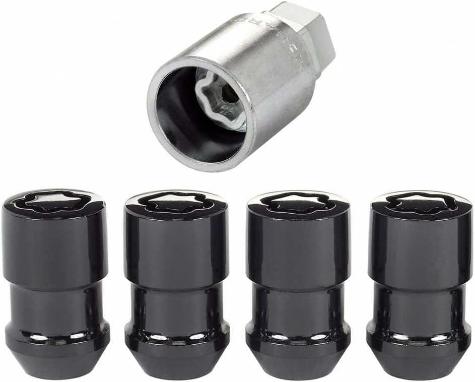 McGard Wheel Lock Nut Set Compatible With Dodge Ram 1500 1994-2001 | 4 Pack | Cone Seat | 1/2-20 | 3/4 & 13/16 Dual Hex | 1.46 in. Length | Black Pack of 2