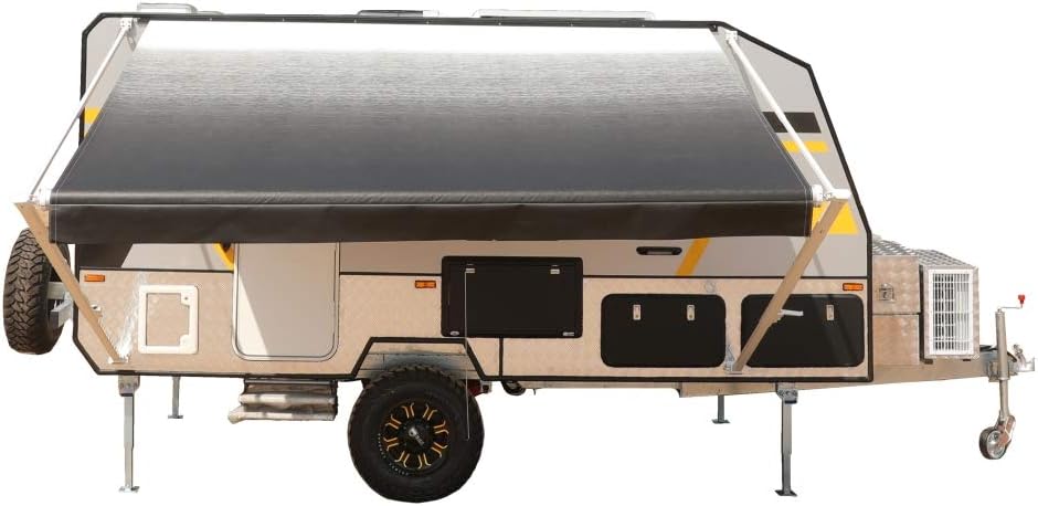 ALEKO RVAW20X8BLK11 Manual 20x8 Retractable RV Trailer Awning for Home or Camper 20 x 8 Ft - Black Fade