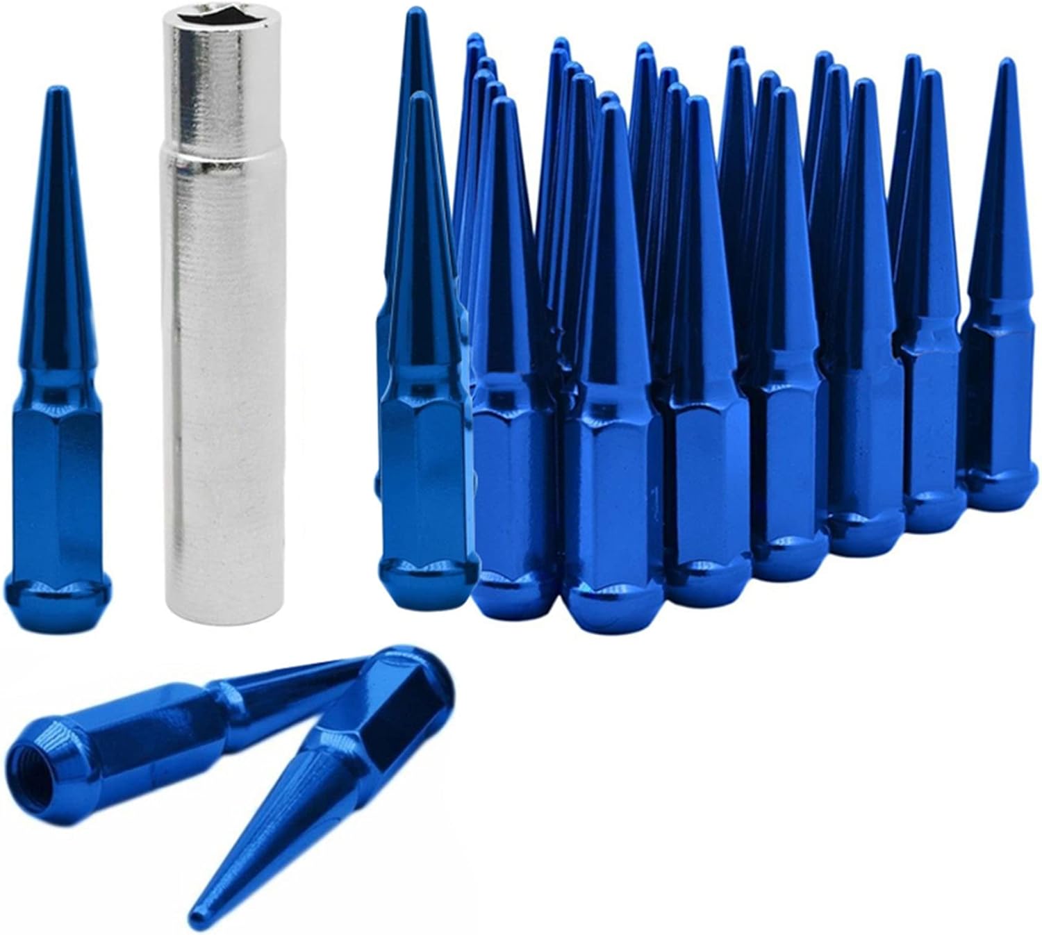 32 Spike Lug Nuts Blue 1/2-20 Taper fit Dodge Dakota Sport Durango R/T SLT Aspen