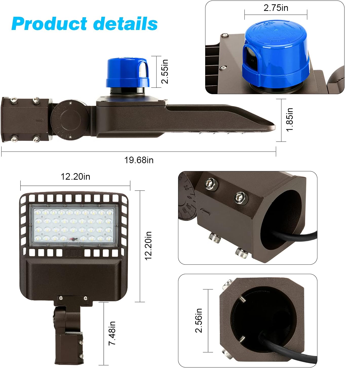 150W LED Parking Lot Light 19500LM 5000K Adjustable Slip fit Mount with Dusk-to-Dawn Photocell IP65 Waterproof LED Parking Lot Lights