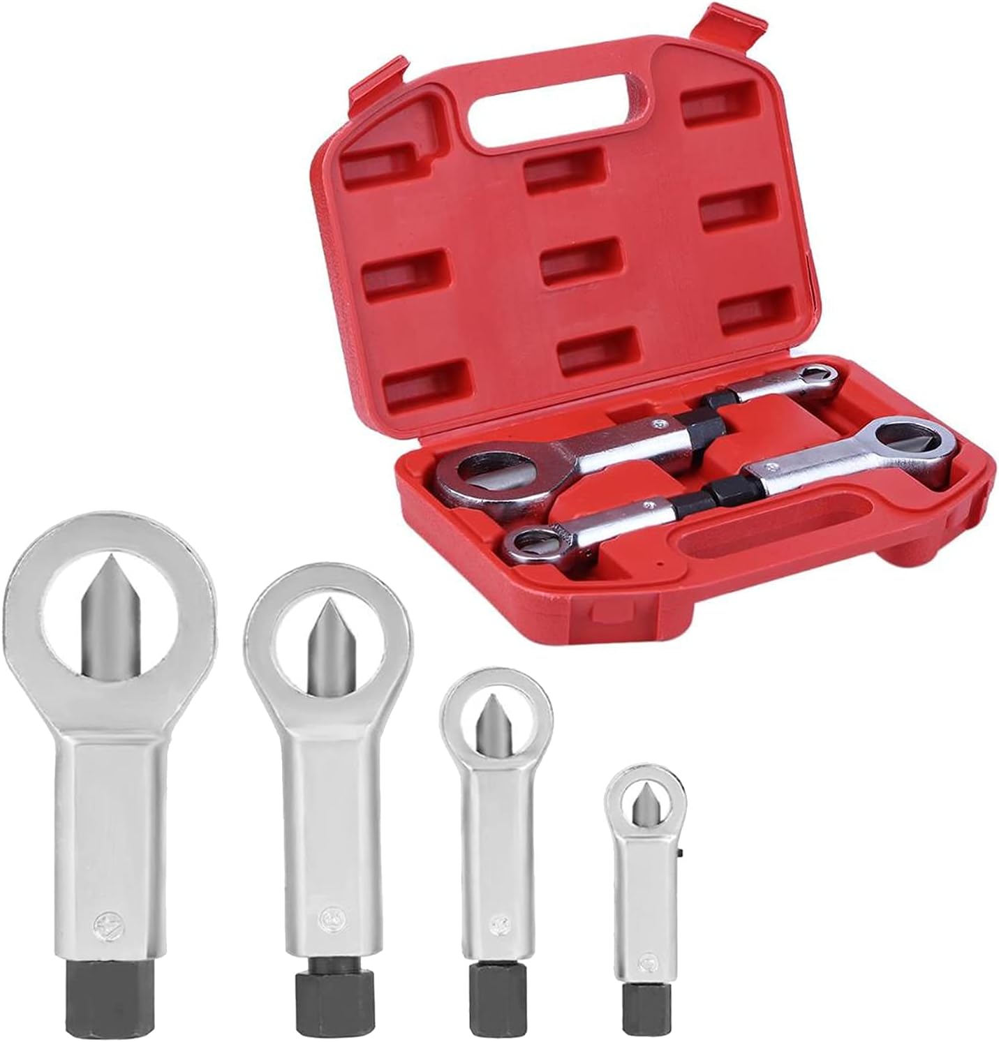 OURANTOOLS 4pcs Metal Nut Splitter Tool Heavy Duty, Rusty Nut Separator for Removing Broken and Damaged Nuts(9-12mm 12-16mm 16-22mm 22-27mm) Pack of 2