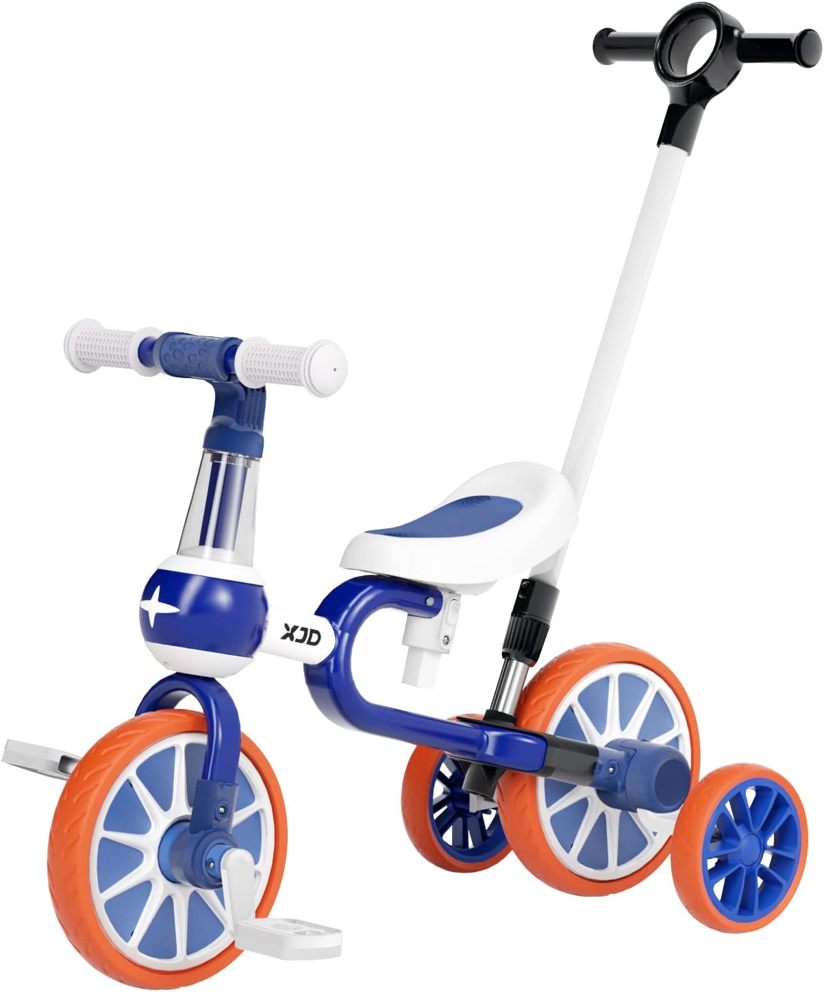 XJD 3 in 1 Baby Balance Bike for 18 Months to 4 Years Old Boy Girl Tricycle for Kids Toddler First Beginner Bike Child Trike Infant 4 Wheel Balance Bicycle with Adjustable Seat Detachable Pedal, Blue Pack of 2