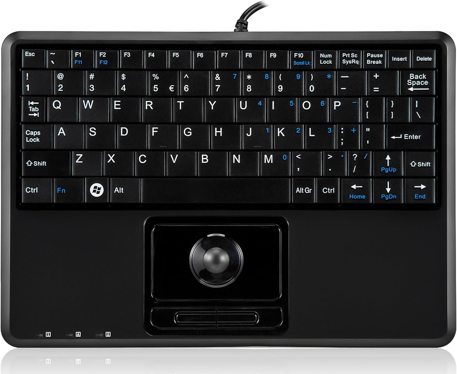 Perixx PERIBOARD-509H, Wired Super Mini USB Trackball Keyboard, X Type Scissor Keys with 2 Built-in Hubs, Black, US English Layout Pack of 2