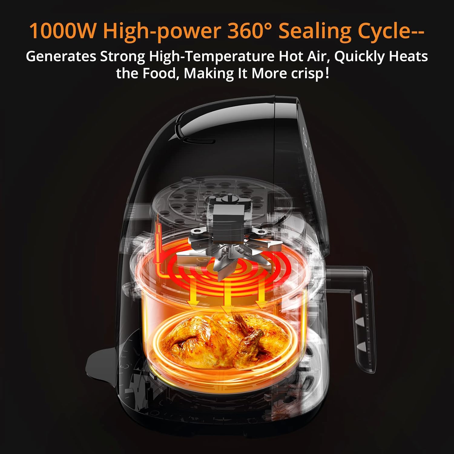 Air Fryer, 2.2 Quart 1000W Electric Hot Oven Oilless Cooker with 8 Preset Menus, Small Air Fryer Oven with LCD Touch Screen & Nonstick Frying Pot, Recipe Book Pack of 2