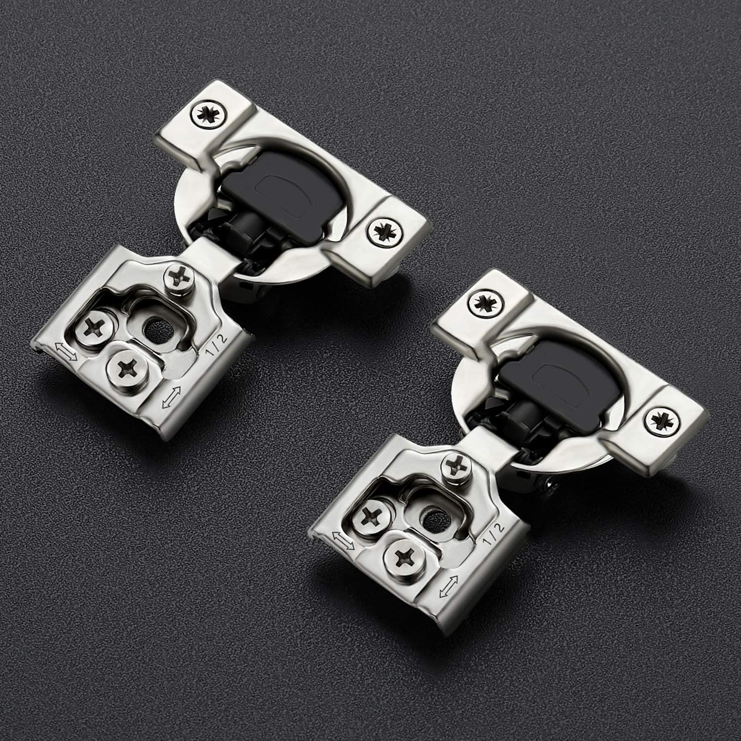 Ravinte 60 Pack 30 Pairs 1/2 inch Overlay Soft Close Hinges for Kitchen Cabinet Hinges Satin Nickel Hidden Hinges Stainless Steel Concealed Hinge self Closing