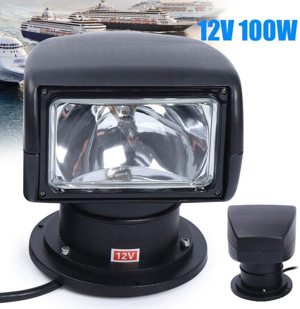 Meiney Search Light White/Black 100W Bulb Remote Control Spotlight for Boat Truck Car Marine Spotlight 2500LM 12V+RC (Black)