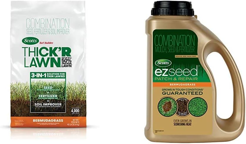 Scotts Turf Builder Grass Seed Bermudagrass, 10 lb. - Full Sun - Built to Stand up to Scorching Heat and Drought - Aggressively Spreads to Grow a Thick, Durable Lawn - Seeds up to 10,000 sq. ft. Pack of 2