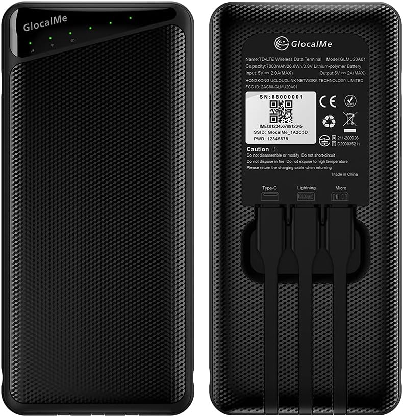 GlocalMe U3 Mobile Hotspot 4G LTE Wireless Portable WiFi - No SIM Card Needed | Connect Up to 10 Devices | Create WLAN Anywhere | Smart Local Network Auto-Selection | with US 8GB & Global 1.1GB Data