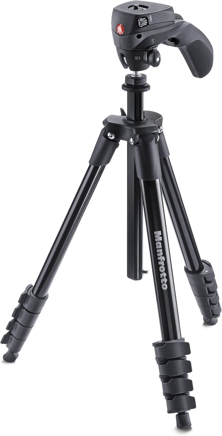 Manfrotto Compact Light Aluminum 4-Section Tripod Kit with Ball Head, Black (MKCOMPACTLT-BK) Pack of 2