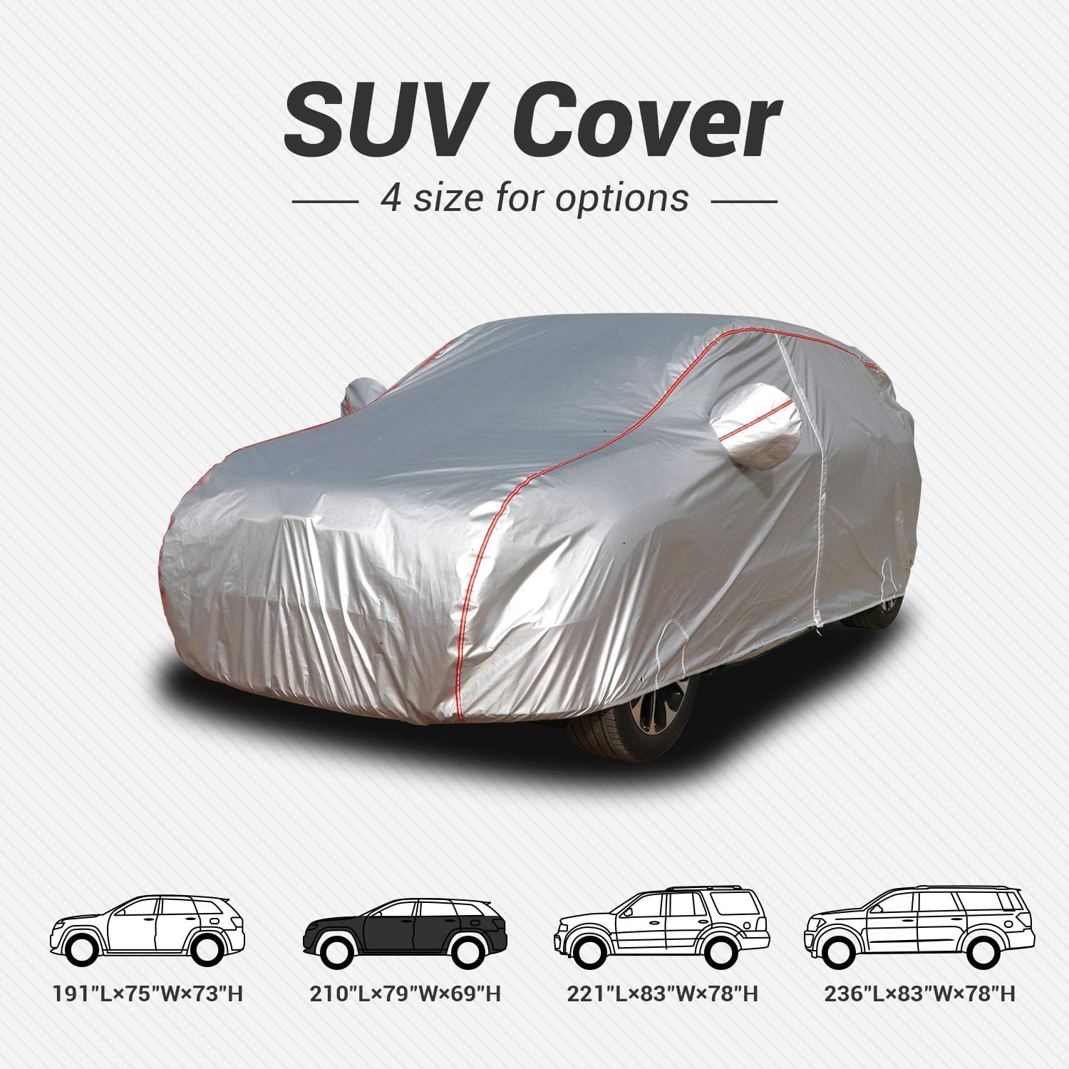 Coverado SUV Cover Waterproof All Weather with Zipper, 100% Waterproof All Season Weather-Proof, Sun Hail UV Dust Protection, Universal Fit for SUV 191