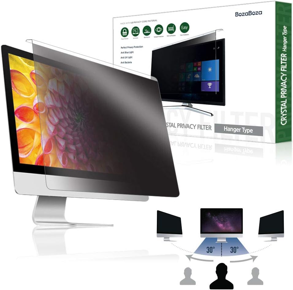 (BozaBoza) Easy On/Off Privacy Filter 17” Removable Acrylic (for 17” Universal Diagonally Measured 16 : 9/16 : 10 Aspect Ratio) Privacy Screen for Laptop, Notebook, Monitor Pack of 2