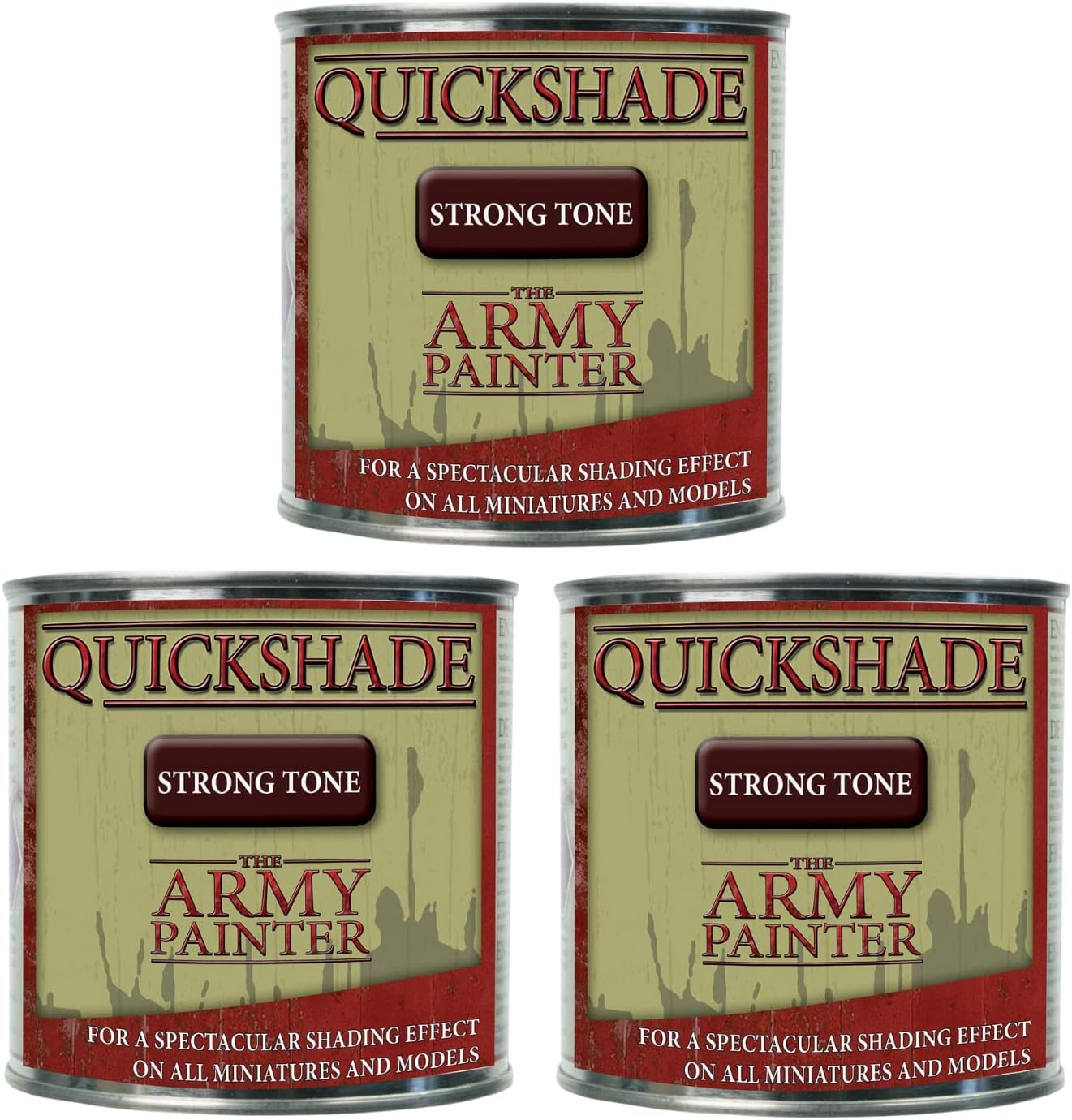 The Army Painter 3pcs Quickshade Varnish Set for Miniature Painting- Strong Tone Model Paint Quickshade- Top Coat Finish Acrylic Varnish for Acrylic Model Paint, Pot/Can, 250 ml, Approximately 8.45 oz Pack of 2