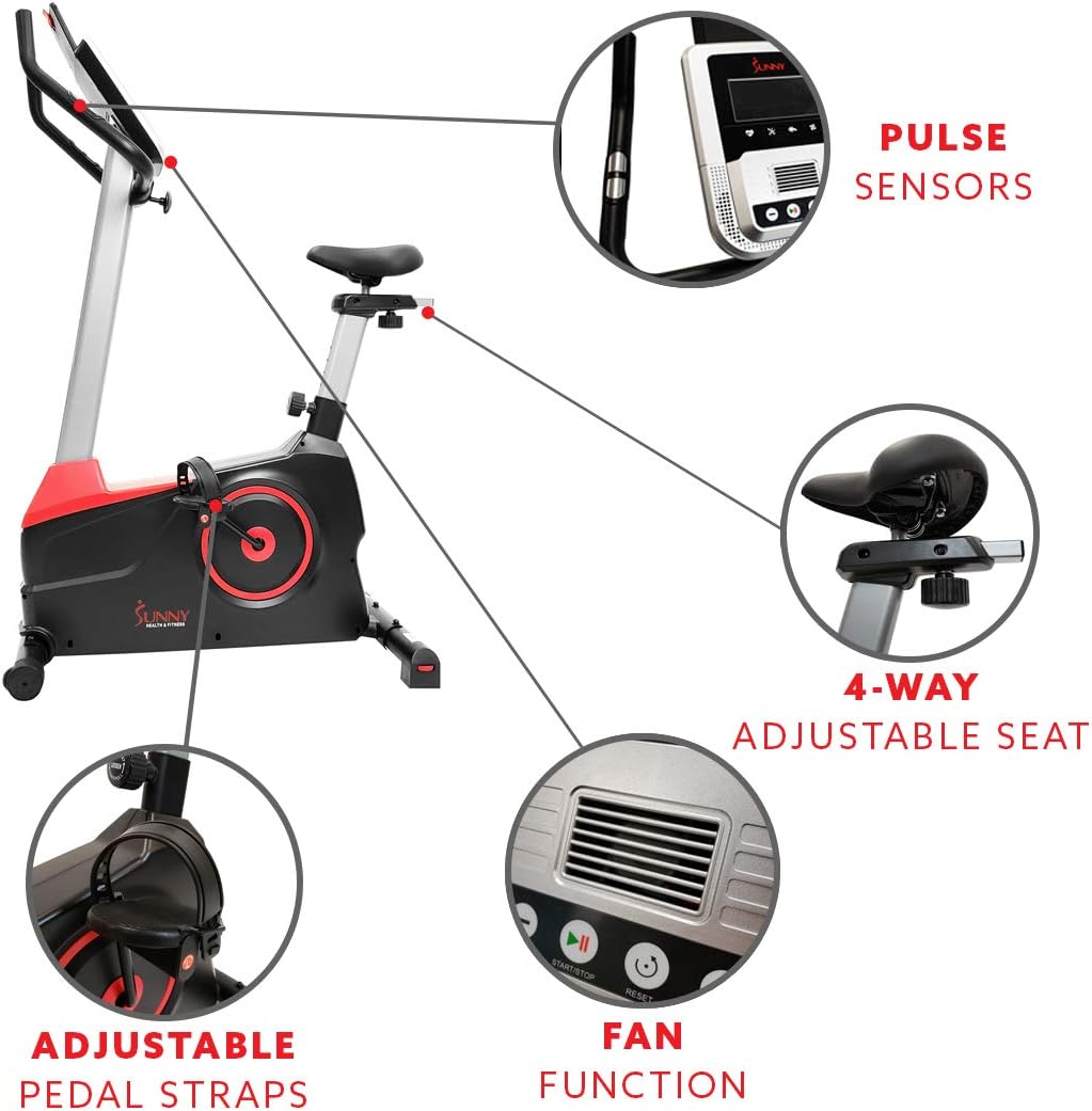 Sunny Health & Fitness Evo-Fit Stationary Upright Bike with 24 Level Electro-Magnetic Resistance - SF-B2969