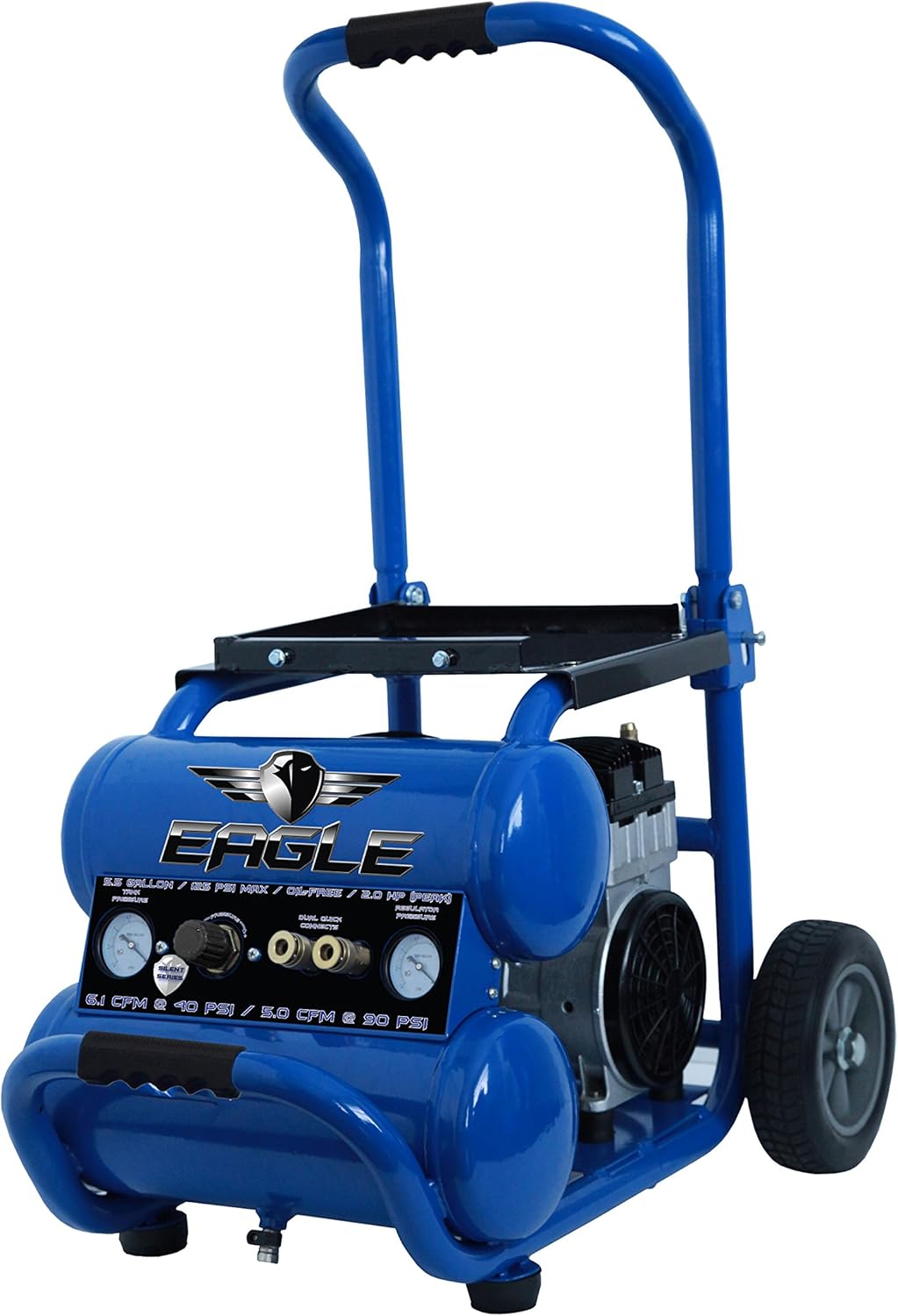 Eagle EA-2000 Silent Series 2000 Air Compressor 125 psi MAX psi Hot Dog with panel, Blue, 1 gallon