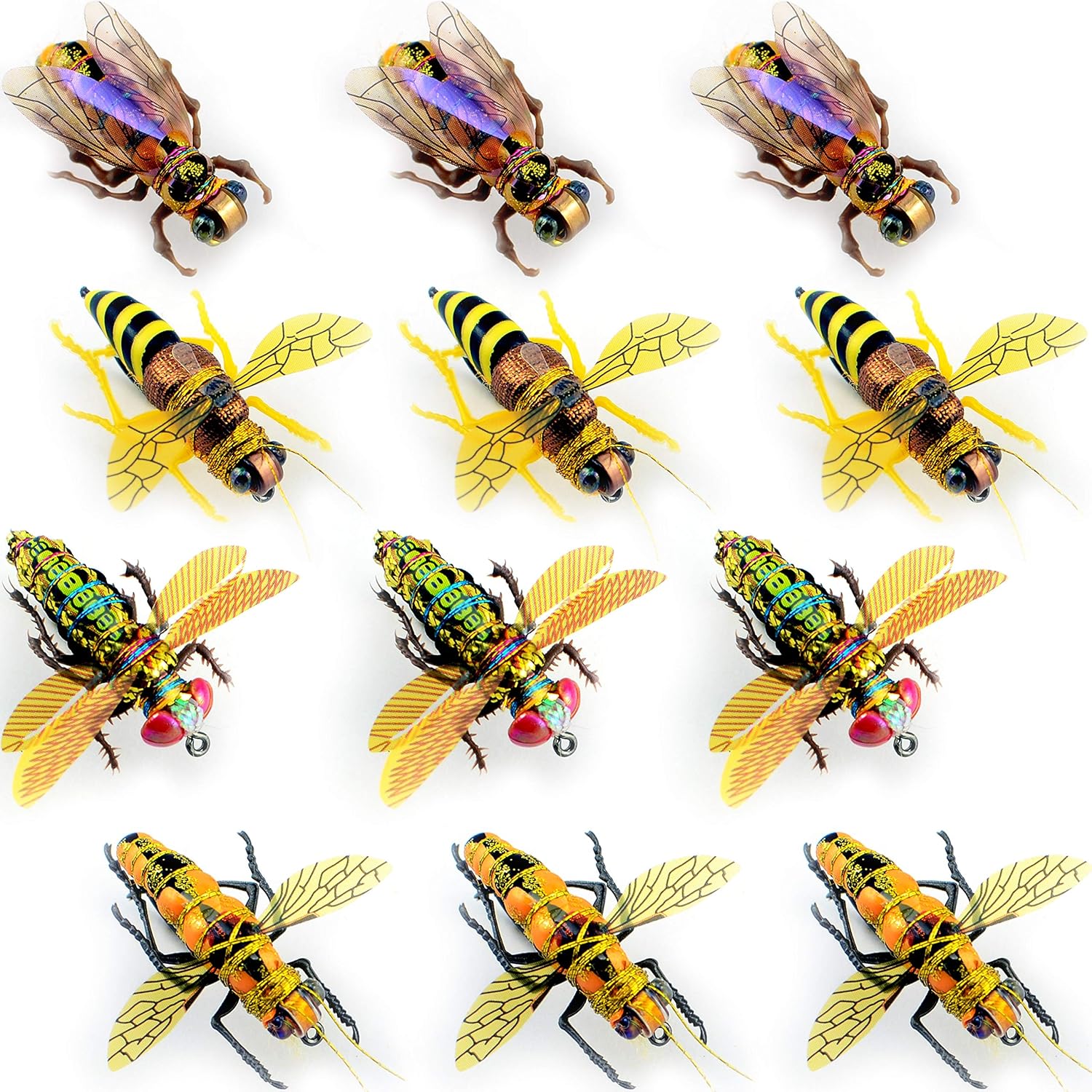 YAZHIDA Fly Fishing Bee Flies Kit Fly Assortment -Wild Bee Flight Series Pack of 2