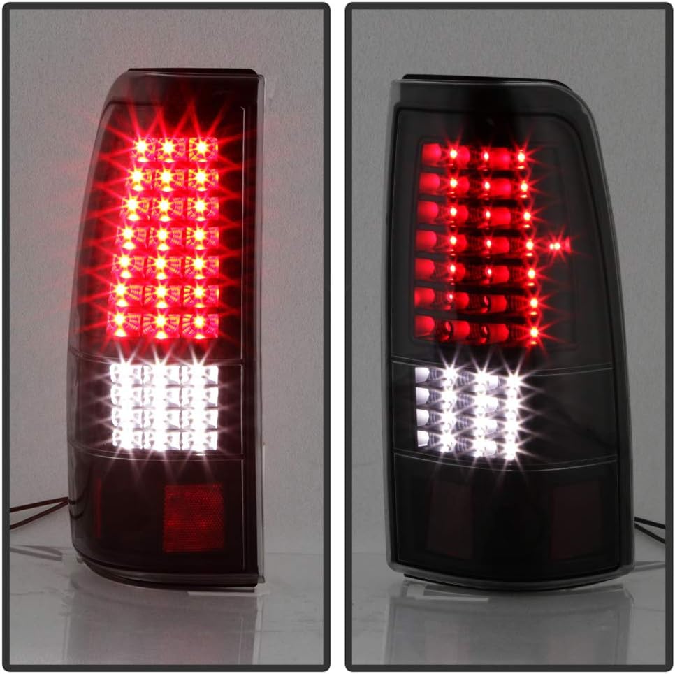 ACANII - For Black Smoke 1999-2006 GMC Sierra 1999-2002 Chevy Silverado Full LED Tail Lights