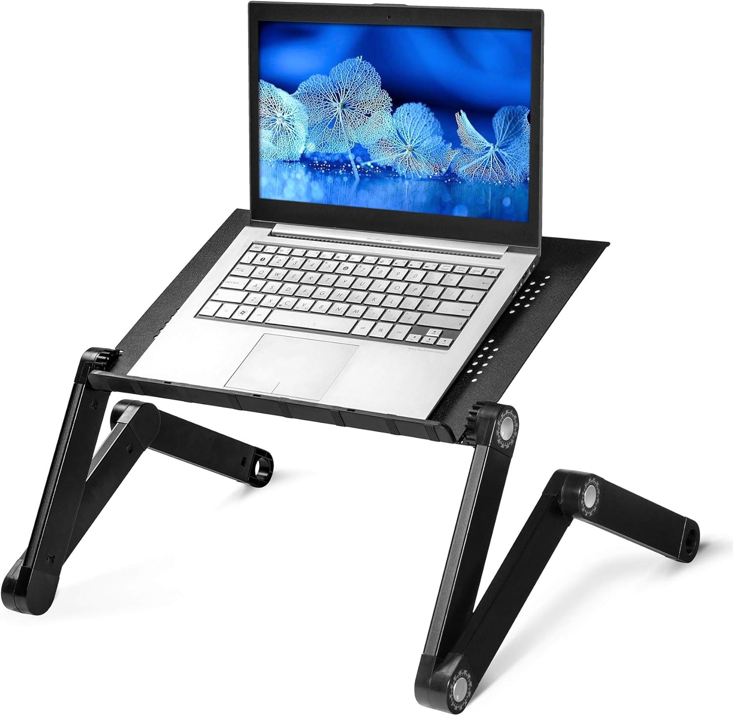 WonderWorker Newton Ergonomic Folding Laptop Table, Adjustable Laptop Stand, Portable Desk for Laptop, Bed Tray Cooling Pad, Black Pack of 2