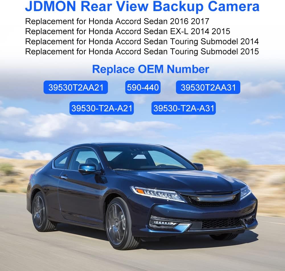 JDMON Compatible with Rear View Backup Reverse Camera Honda Accord Sedan EX-L 2014 2015 2016 2017 Replaces 39530-T2A-A21 39530-T2A-U21 39530-T2A-A31 39530-T2A-U110-M2 Pack of 2